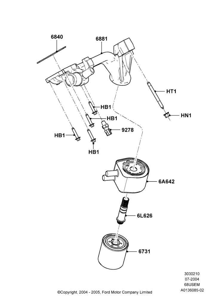 10A - Oil Cooler and Filter, 6.8L Gas EFI V10; 19/JUL/2004-12/FEB/2010