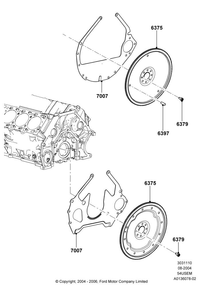 10C - Flywheel, 5.4L 3V V8; 19/JUL/2004-12/FEB/2010