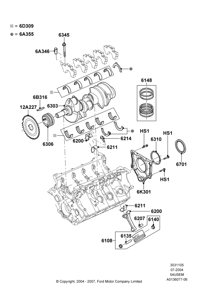 05C - Crankshaft/Pistons and Bearings, 5.4L 3V V8; 19/JUL/2004-12/FEB/2010