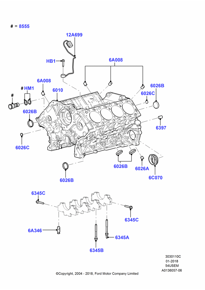 10C - Cylinder Block and Plugs, 5.4L 3V V8; 19/JUL/2004-12/FEB/2010