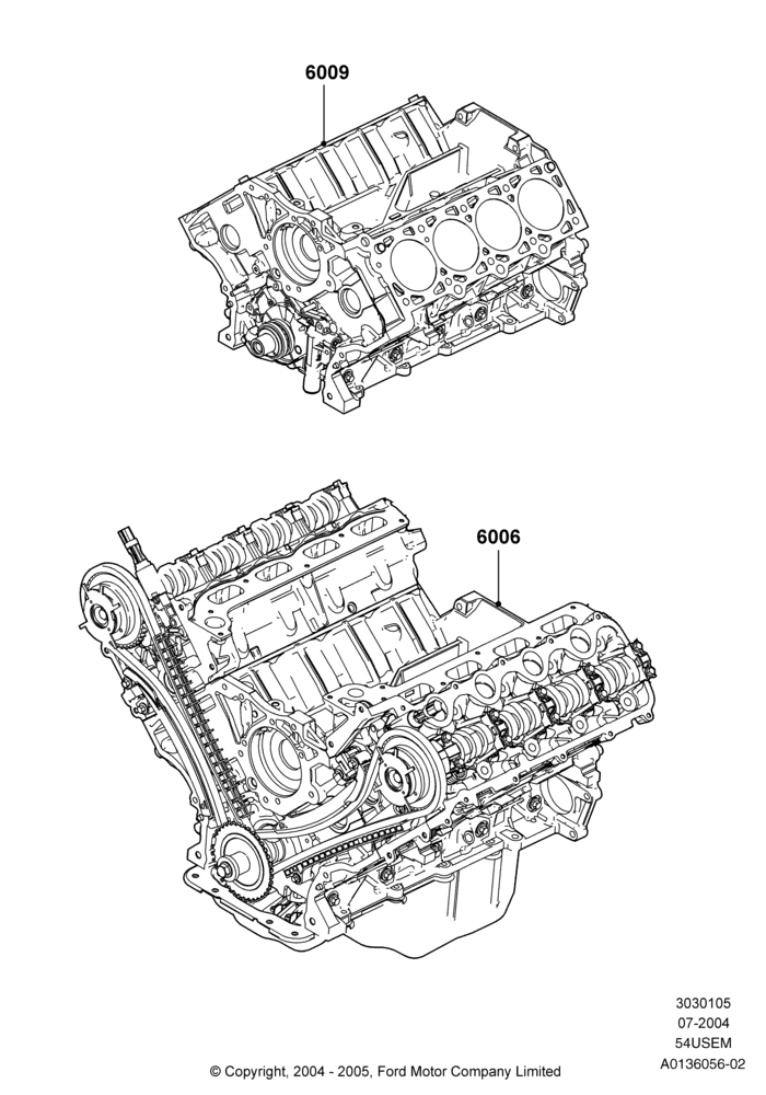 05C - Service Engine and Short Block, 5.4L 3V V8; 19/JUL/2004-12/FEB/2010