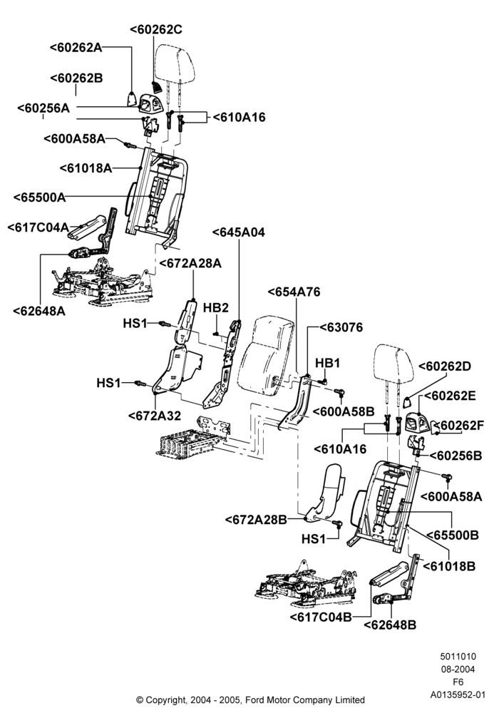 10B - Front Seat Back, Regular Cab; 23/AUG/2004-18/AUG/2008