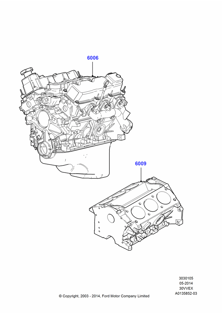 05 - Service Engine and Short Block, 3.0 V6 12V OHV EFI; 04/AUG/2003-18/AUG/2008