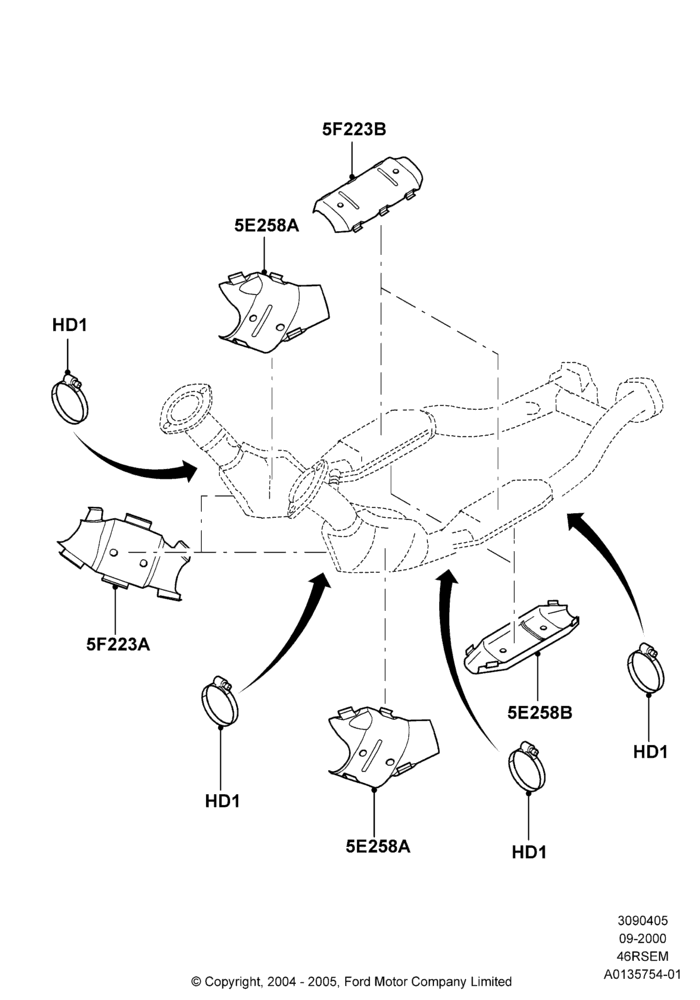 Heat Shields - Exhaust System, 4.6 SOHC EFI
