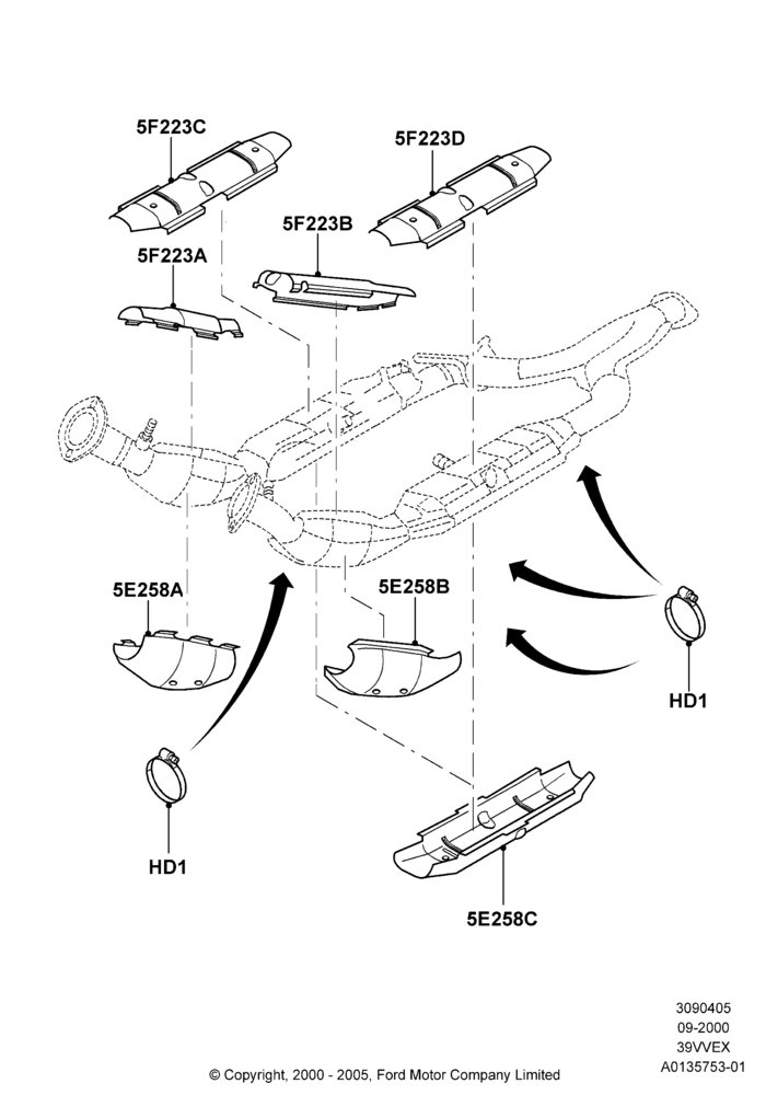Heat Shields - Exhaust System, 3.9L OHV EFI NA V6 GAS