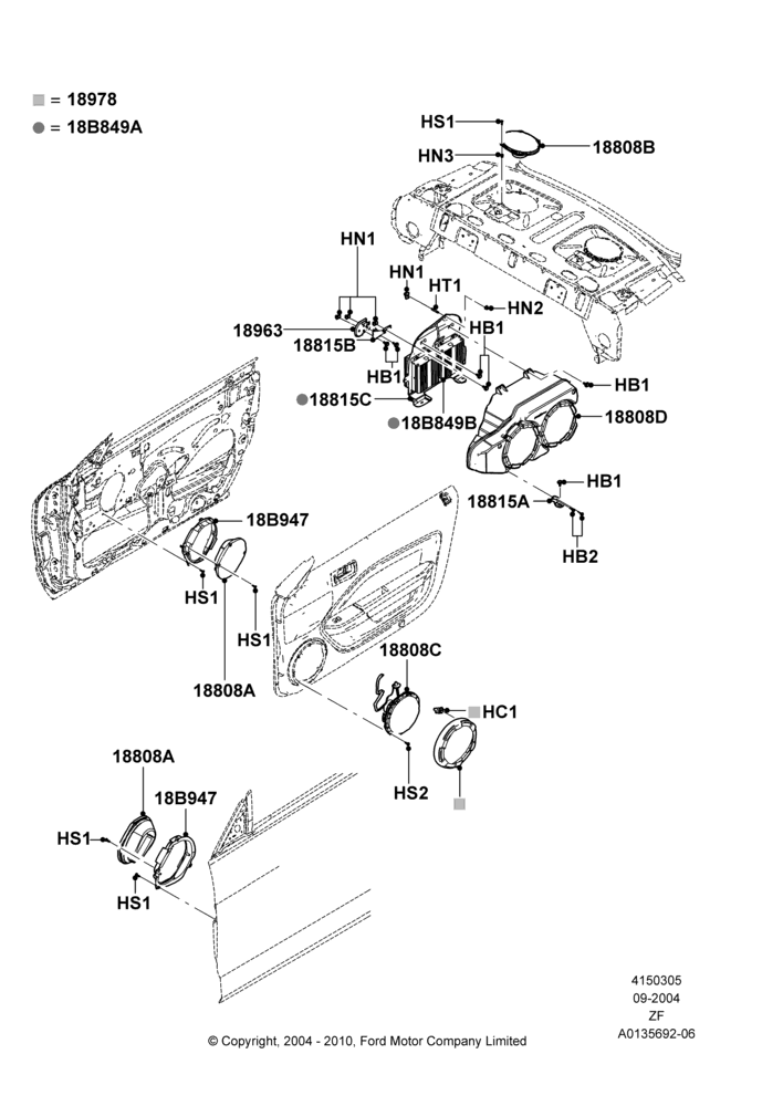 05E - Speakers, Coupe, High Performance Audio System; 07/SEP/2004-26/FEB/2009