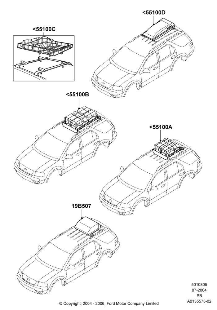 05B - Roof Rack Systems, Accessory, For Load Warrior Basket, Basket Extension And Luggage/Cargo Basket, Framed And Soft Luggage Carrier, For 'SportRack' Luggage Box; 12/JUL/2004-18/JUN/2005