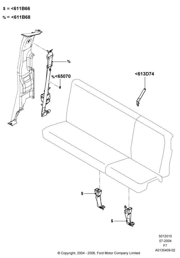 10A - Rear Seat Belts, Super Cab; 19/JUL/2004-18/DEC/2006