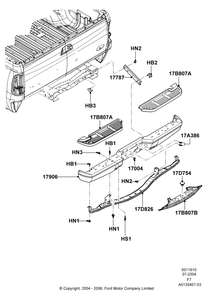 10A - Rear Bumper, All Styleside Pick-Up Box; 19/JUL/2004-18/DEC/2006
