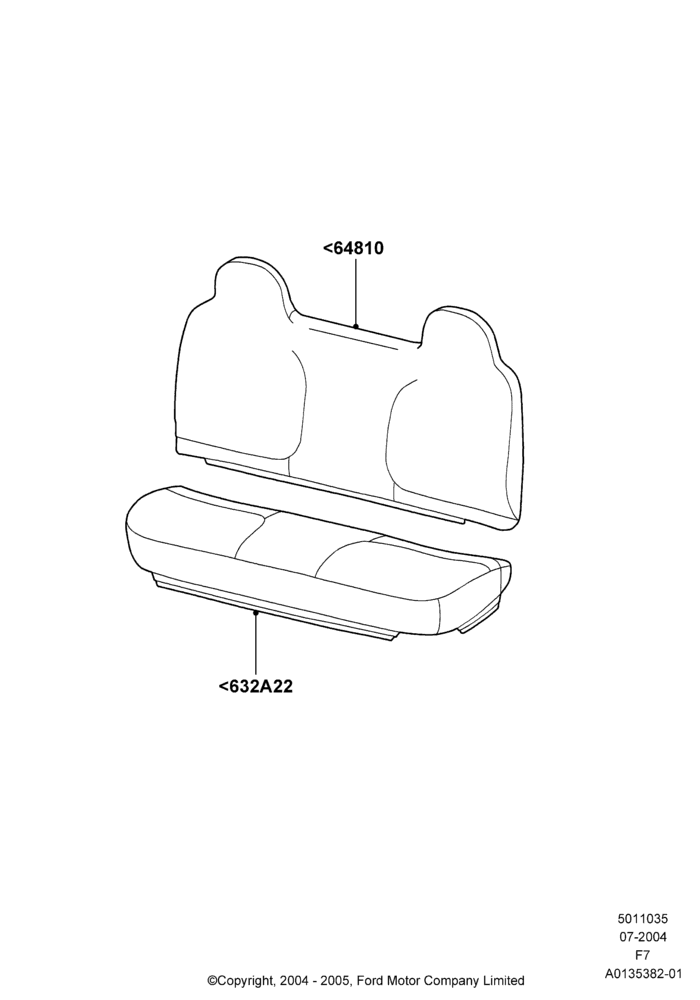 20A - Front Seat Pads/Valances & Heating, Bench Type Front Seat; 19/JUL/2004-18/DEC/2006