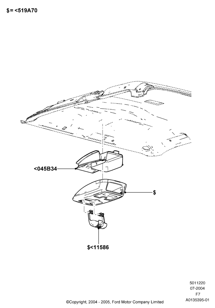 20A - Console - Overhead, With Standard Overhead Console; 19/JUL/2004-18/DEC/2006
