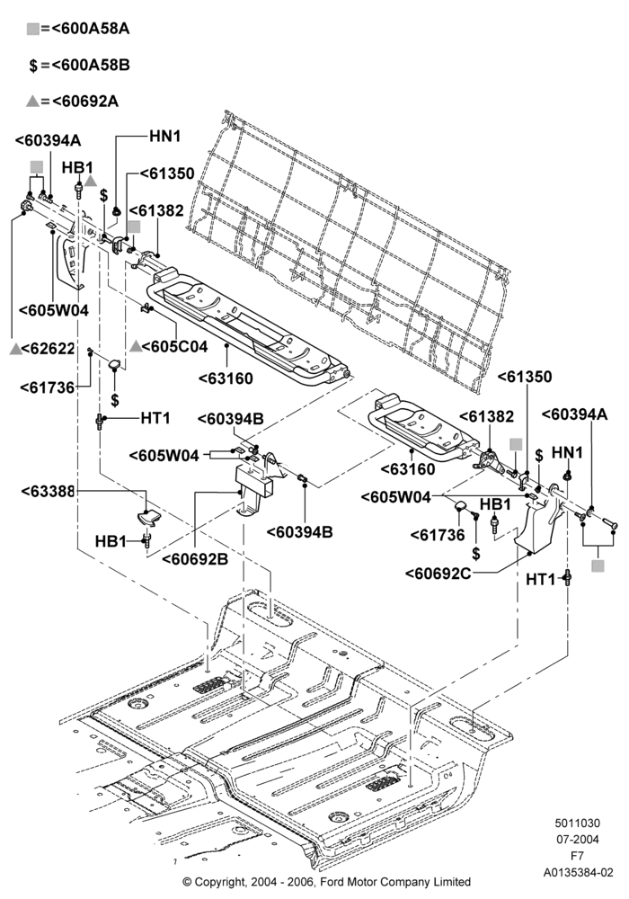 30A - Rear Seat Base, Super Cab; 19/JUL/2004-18/DEC/2006