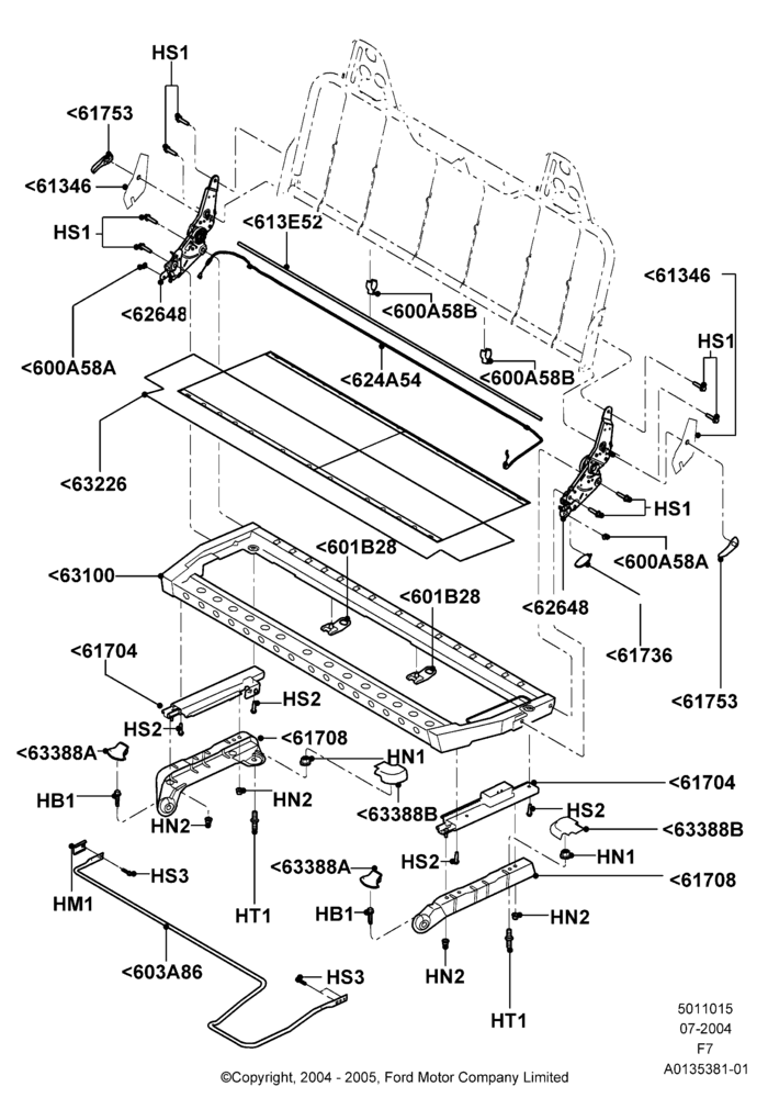 15A - Front Seat Base, Bench Type Front Seat; 19/JUL/2004-18/DEC/2006