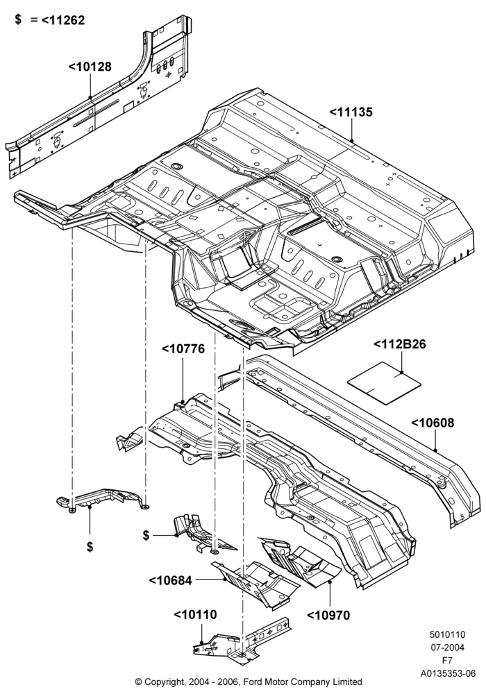 10A - Floor Pan - Front, Regular Cab; 19/JUL/2004-18/DEC/2006