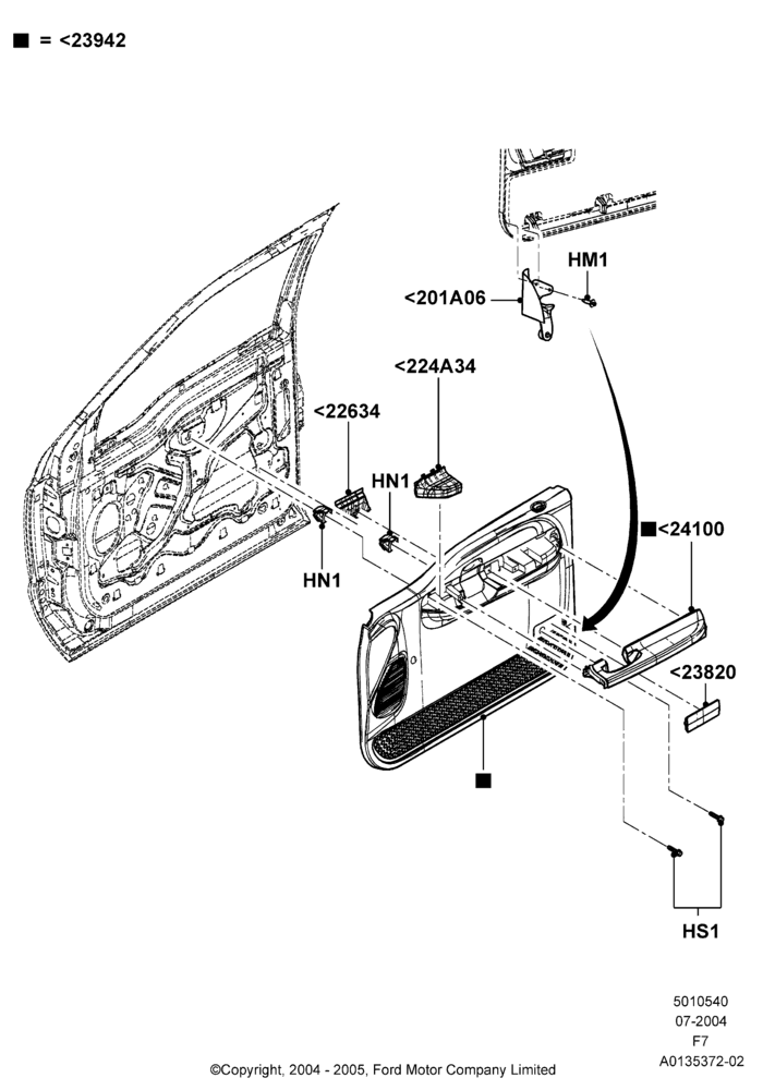 40A - Front Door Trim Panels, With Manual Front Windows; 19/JUL/2004-18/DEC/2006
