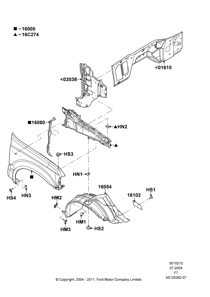 10A - Dash Panel and Front Fenders, Ford 250 Series, Ford 350 Series; 19/JUL/2004-18/DEC/2006
