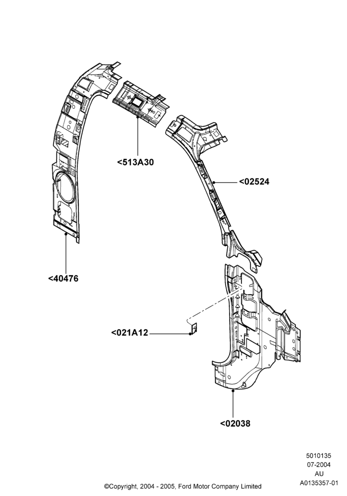35A - Side Panels - Inner, Regular Cab; 19/JUL/2004-18/DEC/2006