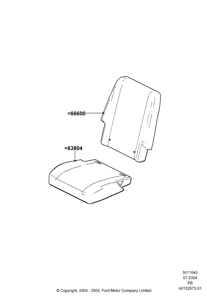 40B - Rear Seat Covers, With 2 Individual Second Row Seats; 12/JUL/2004-04/JUN/2007