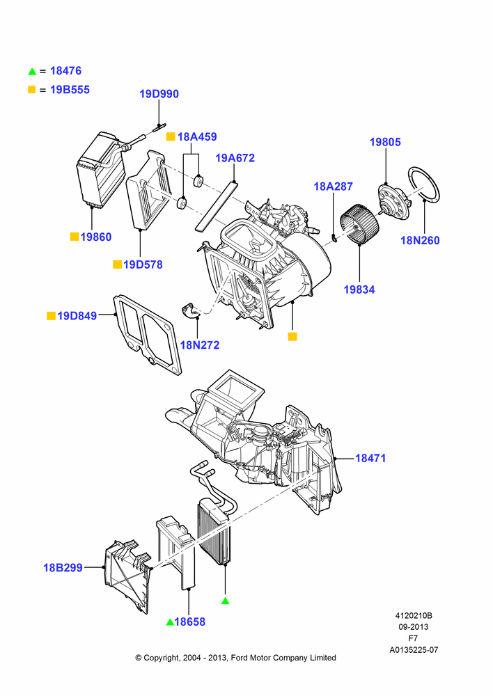 10B - Heater/Air Cond.Internal Components, Manual Air Conditioning, With Automatic Air Conditioning; 19/JUL/2004-18/DEC/2006