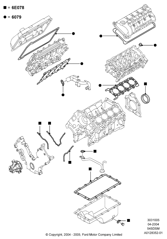 05A - Engine Gasket Kits, 5.4L 4V DOHC EFI S/C ALUM V8 G; 30/JUN/2004-30/SEP/2006