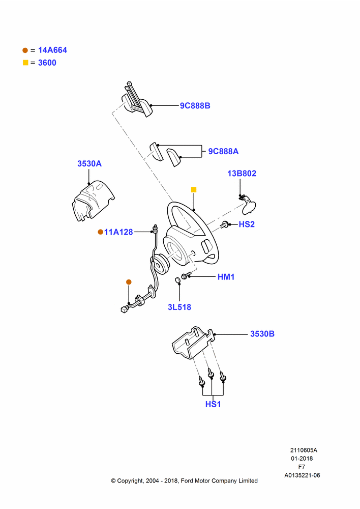 05A - Steering Wheel, With Driver Air Bag; 19/JUL/2004-18/DEC/2006