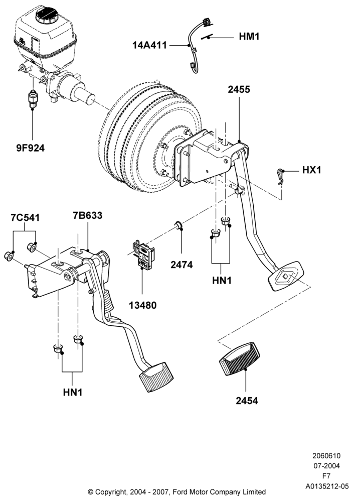 10A - Brake and Clutch Controls, With Fixed Foot Pedals; 19/JUL/2004-18/DEC/2006