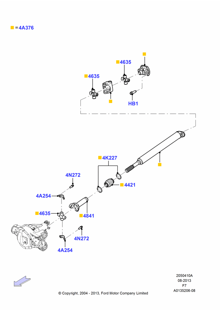 10A - Drive Shaft - Front Axle Drive, 4WD; 19/JUL/2004-12/FEB/2010