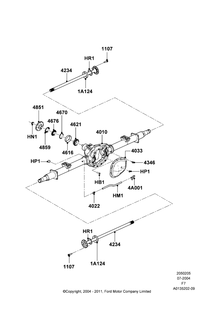 Rear Axle, Ford 250 Series, Ford 350 Series, With Single Rear Wheels