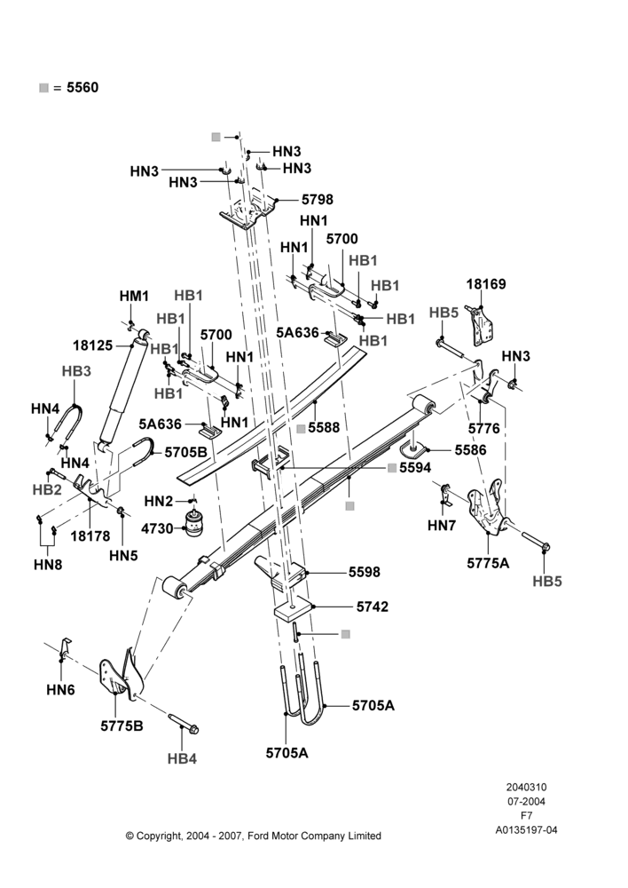10A - Rear Springs and Shock Absorbers, Wide Frame (Pickup), Ford 250 Series, Ford 350 Series, With Single Rear Wheels; 19/JUL/2004-18/DEC/2006