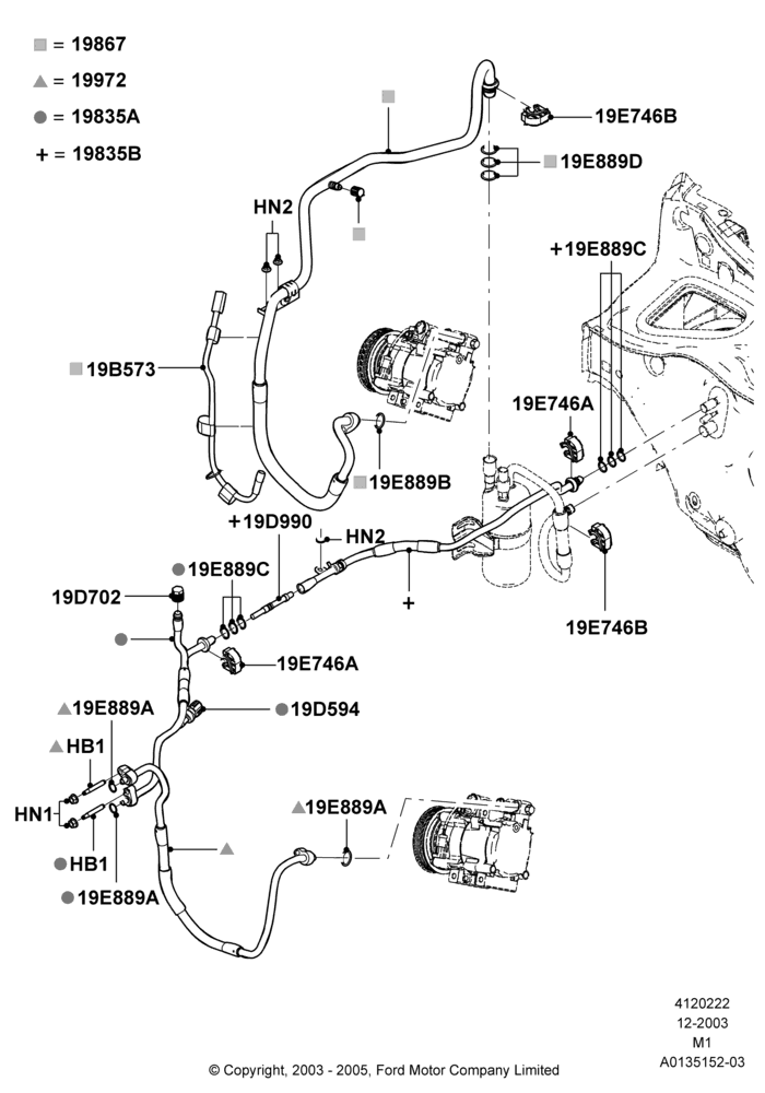 22B - Air Conditioning System, 2.3L Duratec-HE (145PS) - MI4; 22/DEC/2003-01/MAY/2006