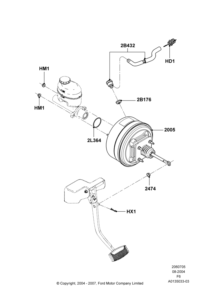 05D - Brake Booster, 4.2L V6 12v OHV EFI; 23/AUG/2004-18/AUG/2008
