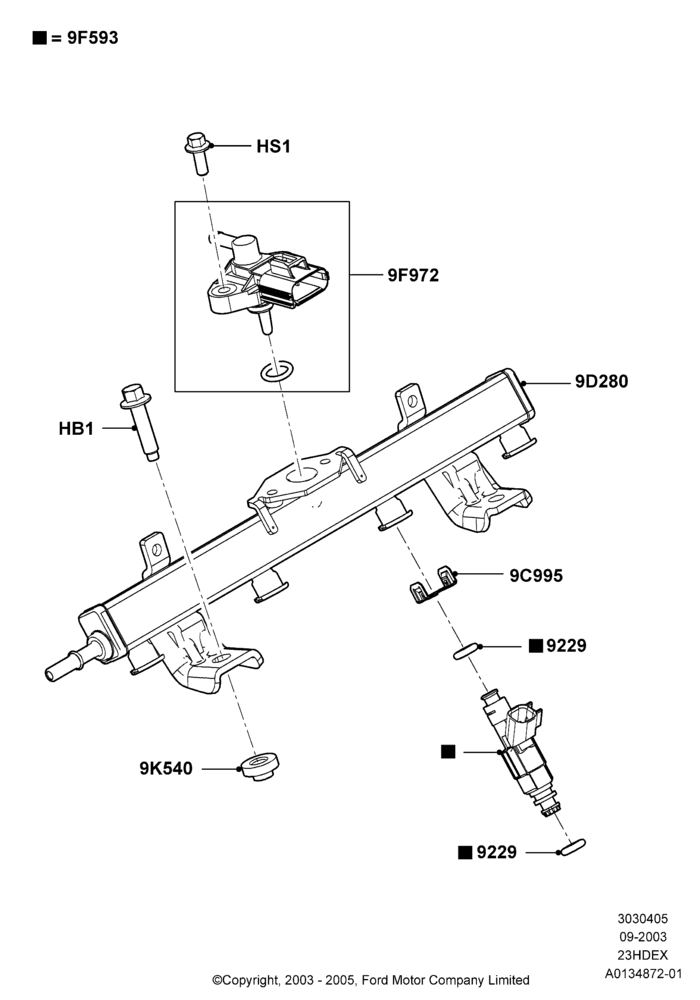05B - Fuel Injectors and Pipes, 2.3L Duratec-HE (145PS) - MI4; 05/APR/2004-27/AUG/2007