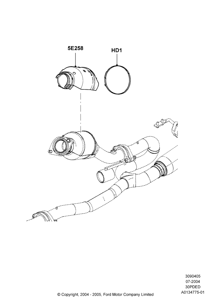 05B - Heat Shields - Exhaust System, 3.0 V6 24V DOHC EFI Modular; 12/JUL/2004-04/JUN/2007