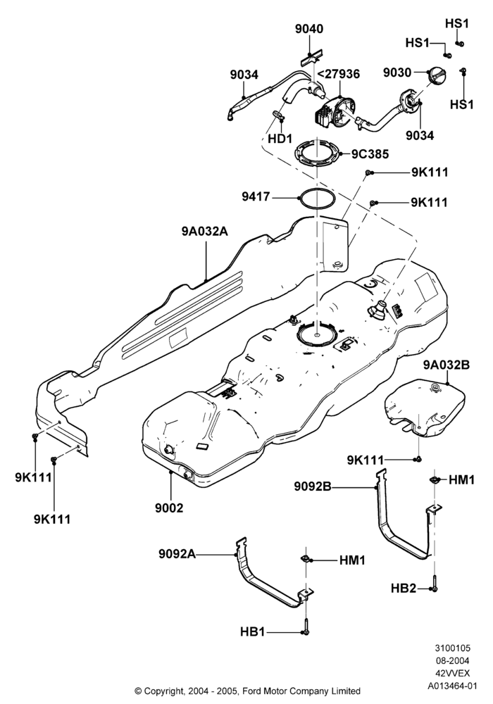 05C - Fuel Tank, 145"/3675MM Wheelbase, 4.2L V6 12v OHV EFI; 23/AUG/2004-08/AUG/2005