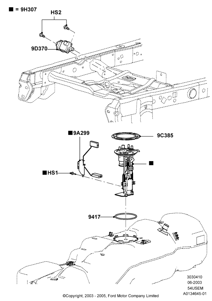 10J - Fuel Pump And Sender Unit, 163"/4140MM Wheelbase, 5.4L 3V V8, Extended Range Single Fuel Tank; 02/JUN/2003-08/AUG/2005