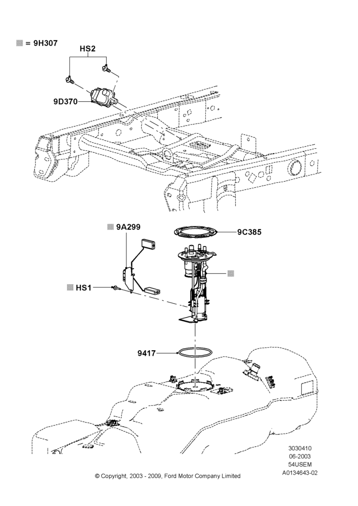 10G - Fuel Pump And Sender Unit, 145"/3675MM Wheelbase, 5.4L 3V V8, Extended Range Single Fuel Tank; 02/JUN/2003-08/AUG/2005