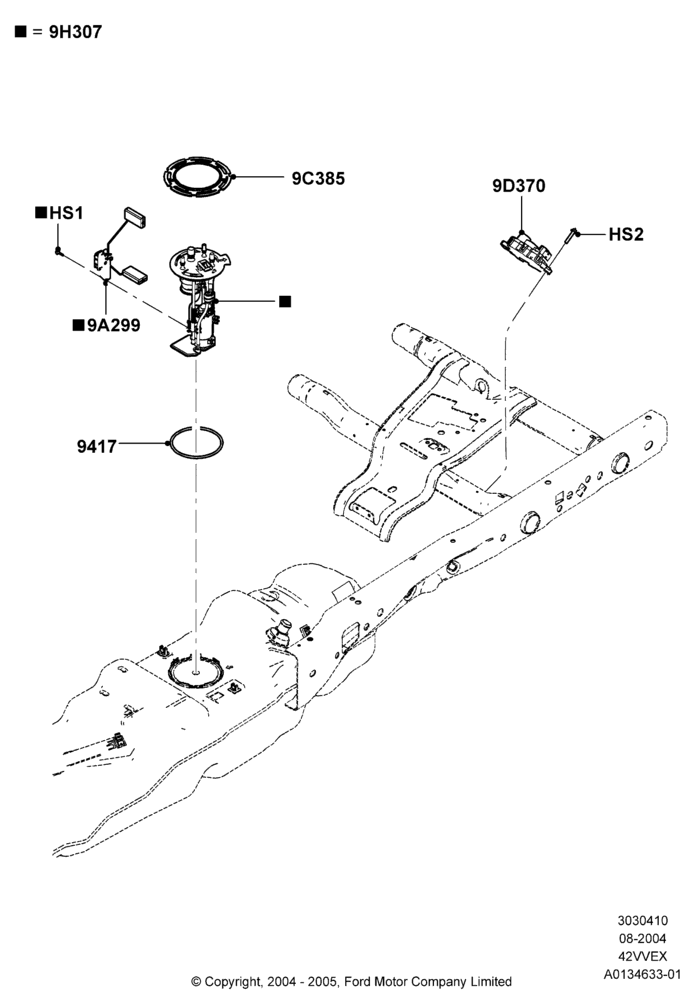 10C - Fuel Pump And Sender Unit, 145"/3675MM Wheelbase, 4.2L V6 12v OHV EFI; 23/AUG/2004-08/AUG/2005