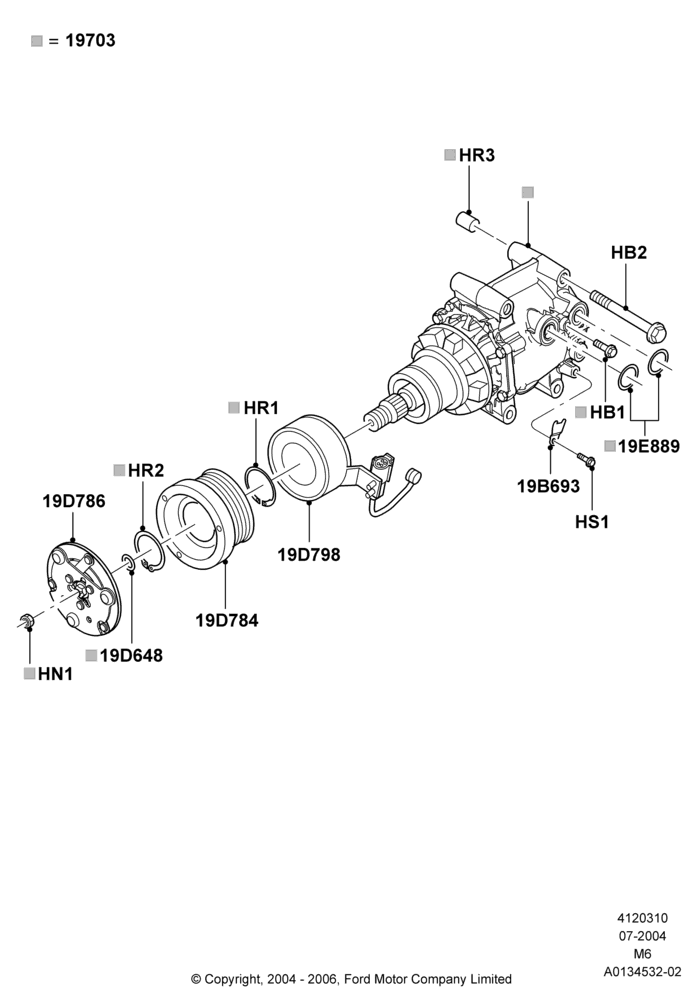 10B - Air Conditioning Condensr/Compressr, Compressor Assy; 26/JUL/2004-01/MAY/2006