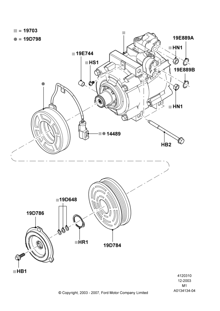 10D - Air Conditioning Condensr/Compressr, 2.3L Duratec-HE (145PS) - MI4, Compressor Assy; 22/DEC/2003-01/MAY/2006