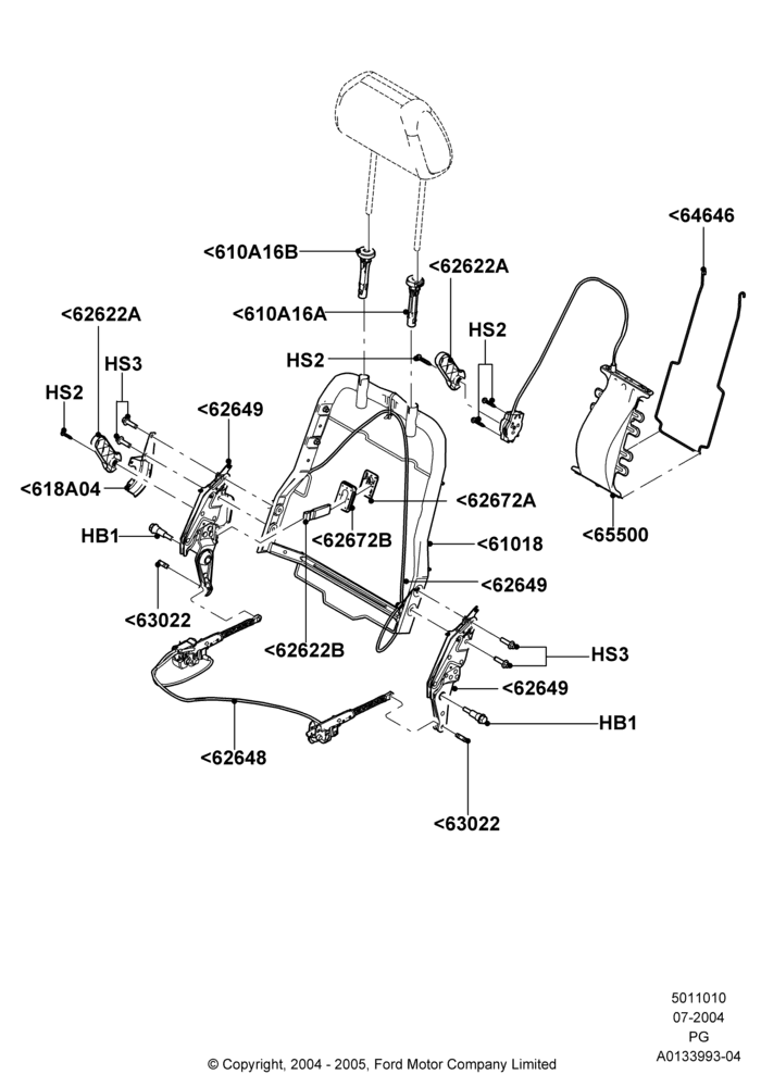10C - Front Seat Back, With Fold Flat Front Passenger Seat; 12/JUL/2004-15/JUN/2009