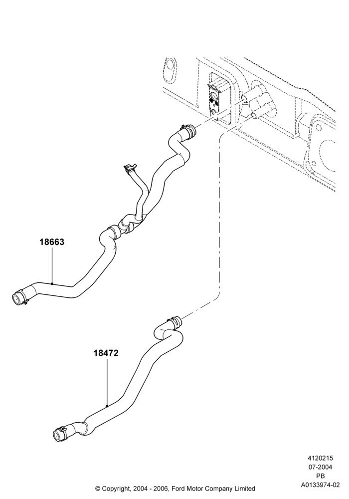 15B - Heater Hoses, Less Air Conditioning; 12/JUL/2004-04/JUN/2007