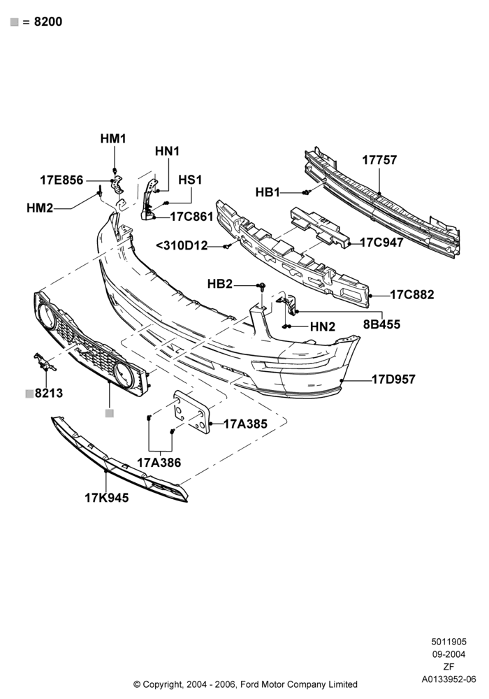 05F - Radiator Grille and Front Bumper, GT; 07/SEP/2004-05/JUN/2006