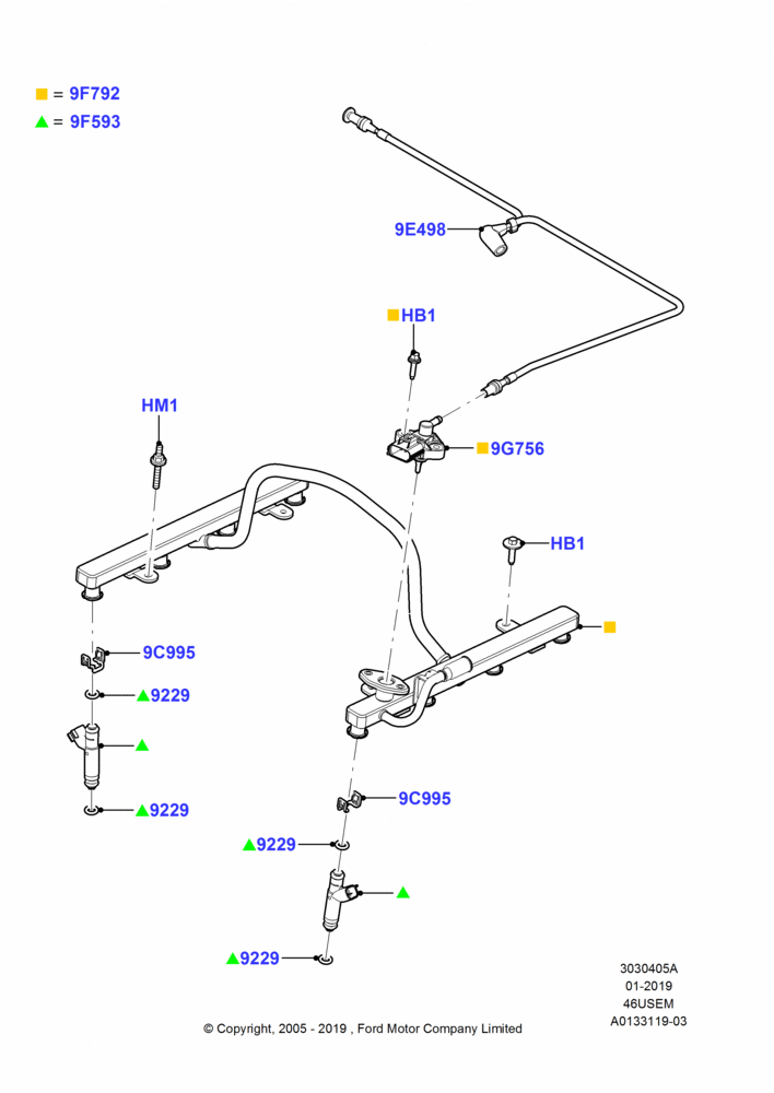 05A - Fuel Injectors and Pipes, 4.6L 3V V8; 19/JUL/2005-16/DEC/2010