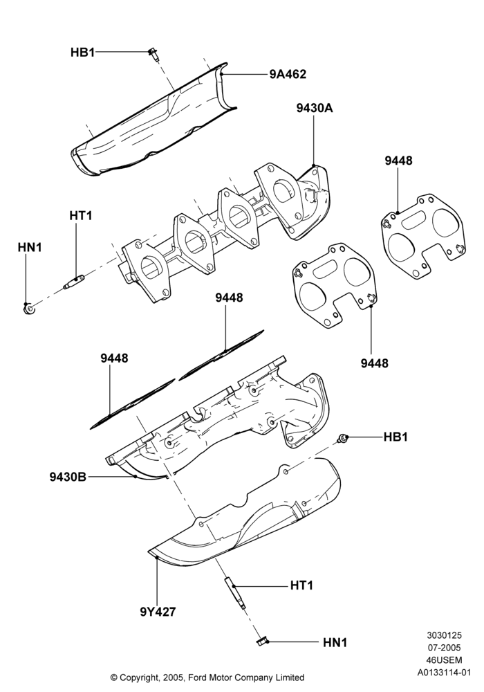 Exhaust Manifold, 4.6L 3V V8
