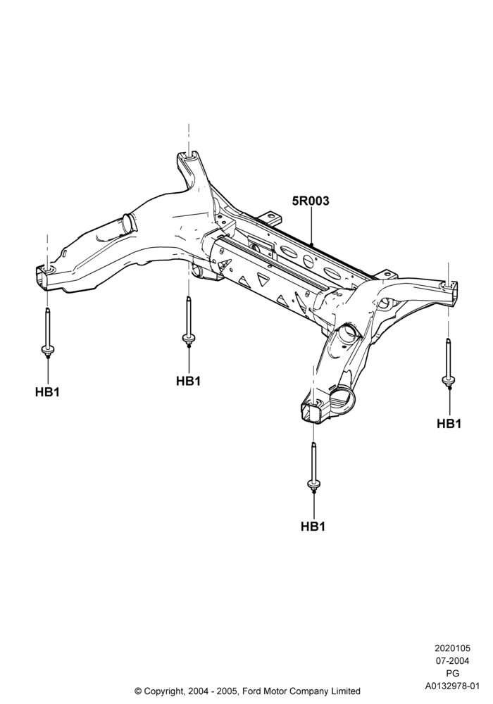 05B - Rear Suspension Frame Mounting, LHD 2WD (Front Wheel Drive); 12/JUL/2004-15/JUN/2009