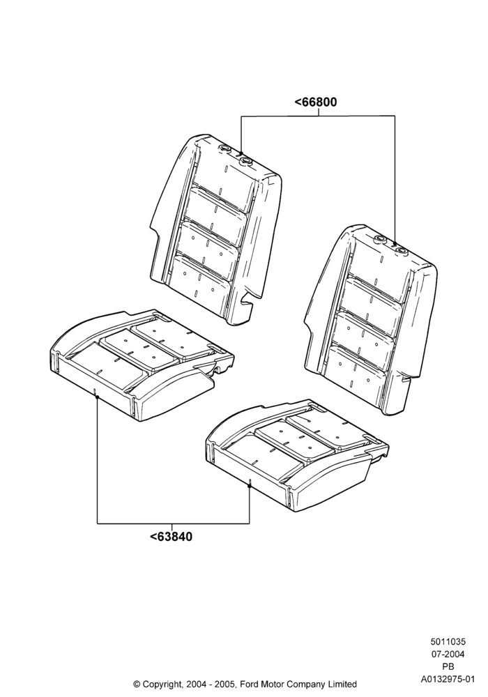 35B - Rear Seat Pads/Valances & Heating, With 2 Individual Second Row Seats; 12/JUL/2004-04/JUN/2007