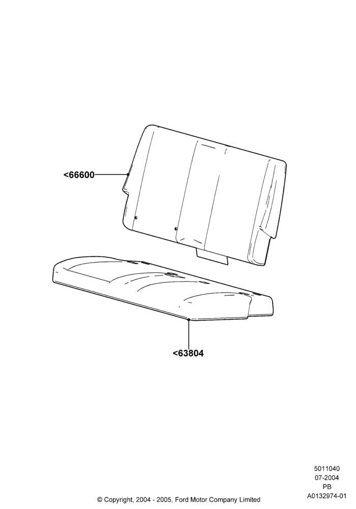40D - Rear Seat Covers, With 3rd Row Bench Seat; 12/JUL/2004-04/JUN/2007