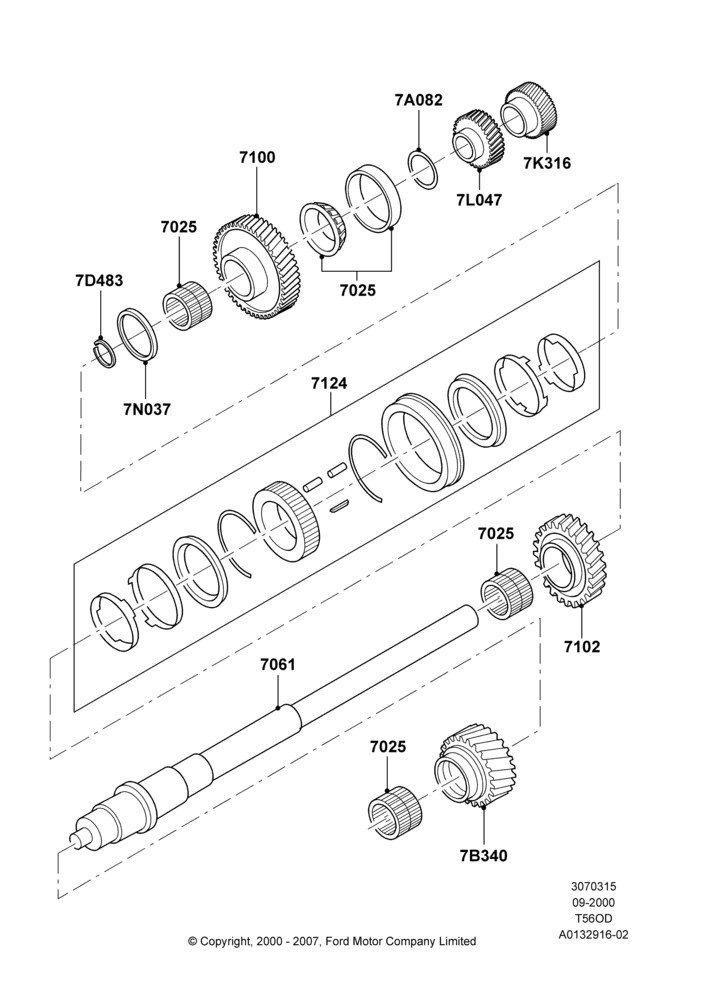 15A - Output Shaft, Gear Sets & Bearings, 6 Speed Tremec ASM T56; 06/MAY/2002-12/MAY/2004