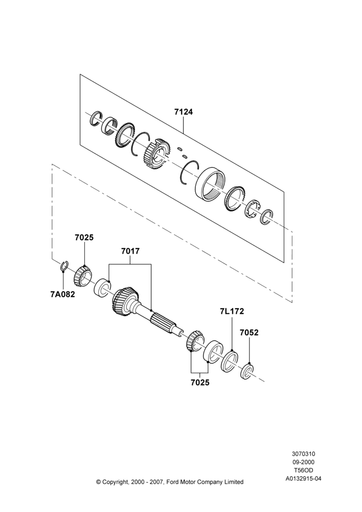 10A - Input Shaft, Gear Sets & Bearings, 6 Speed Tremec ASM T56; 06/MAY/2002-12/MAY/2004