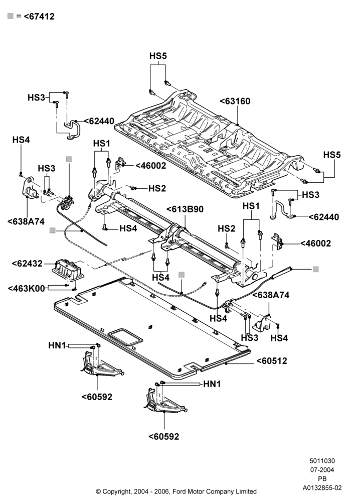 30D - Rear Seat Base, With 3rd Row Bench Seat; 12/JUL/2004-04/JUN/2007